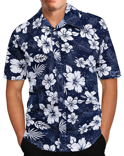 Men's Retro Hawaiian Floral Short-Sleeve Shirt