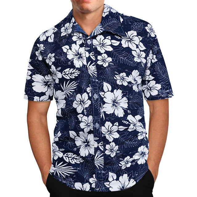 Men's Retro Hawaiian Floral Short-Sleeve Shirt