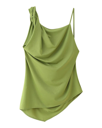 Asymmetrical Pleated Camisole & Wide-Leg Pants Set
