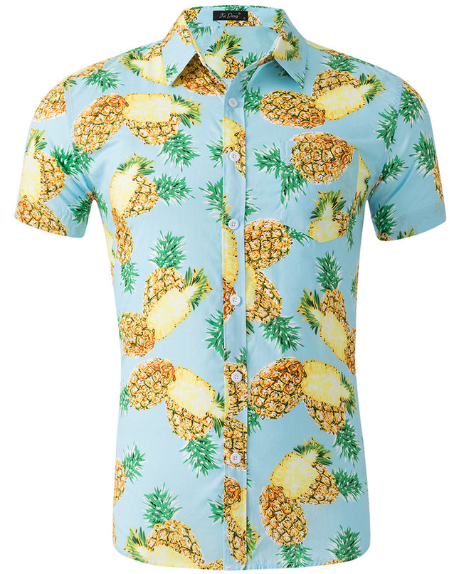Men's 100% Cotton Printed Short Sleeve Shirt – 13 Prints, Sizes S–XXL