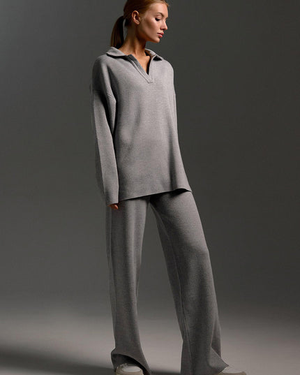 Women's Knit Two-Piece Sweatshirt & Straight-Leg Pants Set – 7 Colors