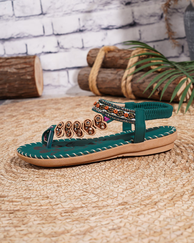 Women's Bohemian Rhinestone Embellished Sandals – Lightweight, Non-Slip, 3 Colors, US 6–13