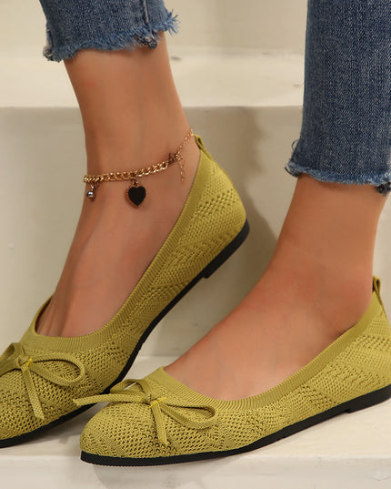 Women's Bow Knitted Flat Loafers – Pointed Toe | Slip-On Flats | 6 Colors