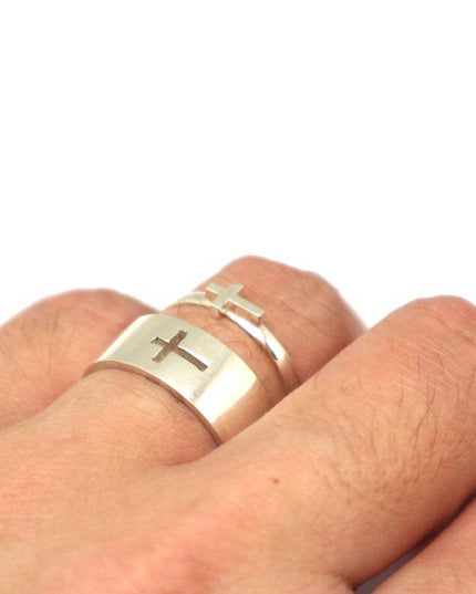 Cross Design Stainless Steel Couple Ring