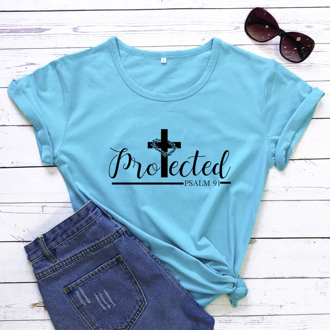 Women's Christian Inspirational Printed T-Shirt – Cotton, 14 Colors, Sizes S–3XL