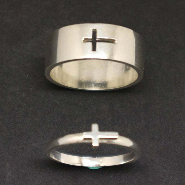 Cross Design Stainless Steel Couple Ring