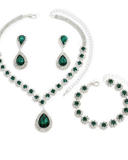 Fashion Jewelry Bridal Jewelry Suit Necklace Ear Stud Bracelet Three-piece Set