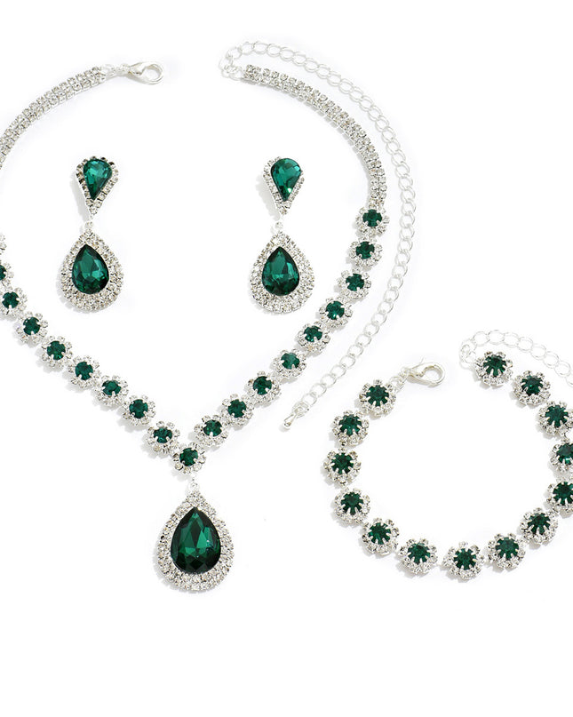 Fashion Jewelry Bridal Jewelry Suit Necklace Ear Stud Bracelet Three-piece Set