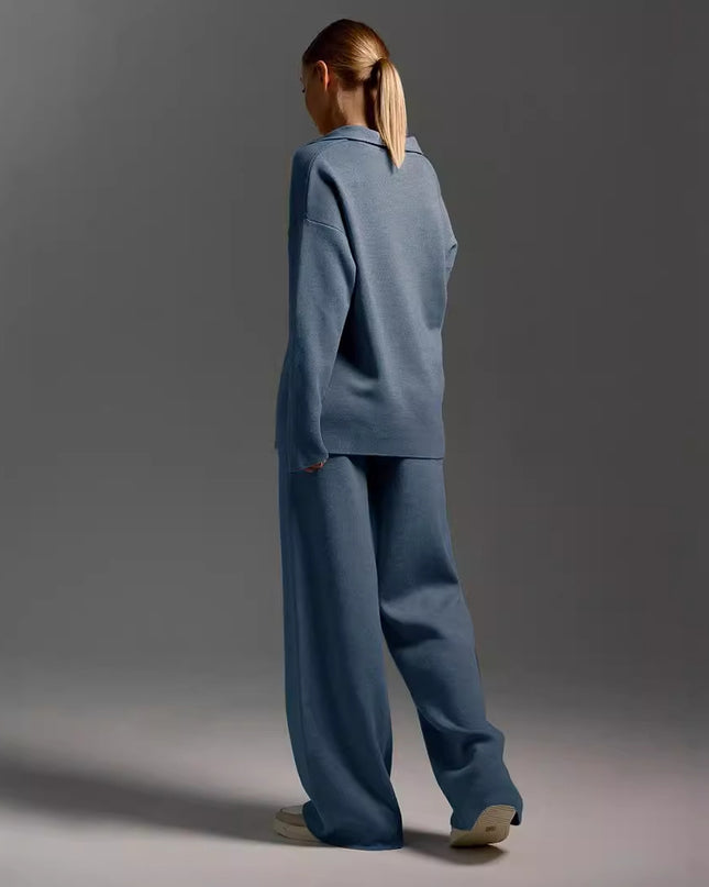 Women's Knit Two-Piece Sweatshirt & Straight-Leg Pants Set – 7 Colors