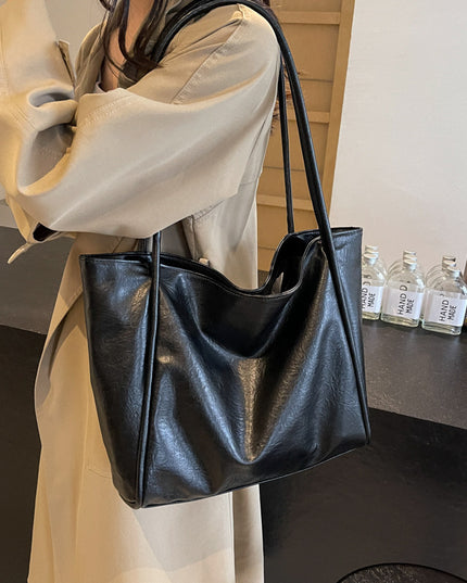 Women's Large Capacity Soft PU Leather Tote Bag – Commuter, Travel & Shopping, 4 Colors