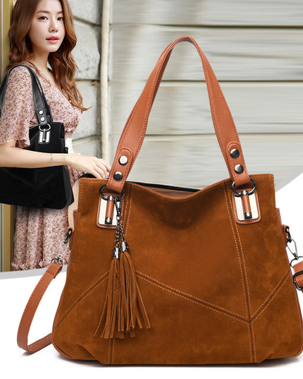 Women's Retro Velvet Tassel Crossbody Bag – 3D Pocket, 4 Colors