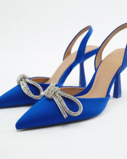 Women's Bow High Heel Sandals – Non-Slip, Black, Blue & Rose Red, EU 36–43