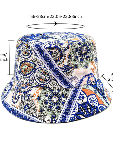 Reversible Paisley Bucket Hat – Double-Sided, Sun Protection, 6 Colors
