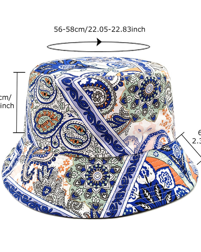 Reversible Paisley Bucket Hat – Double-Sided, Sun Protection, 6 Colors