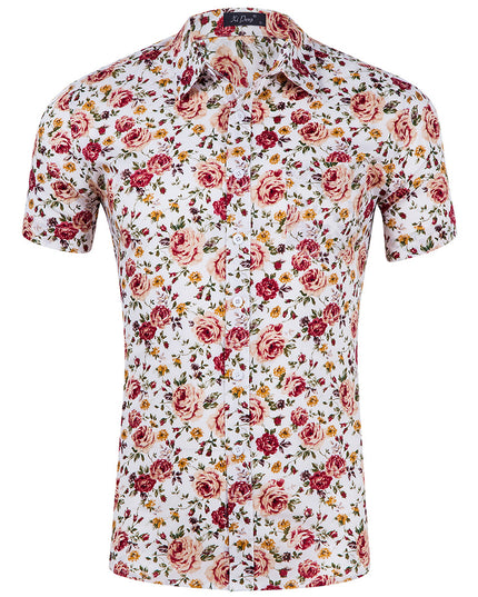 Men's 100% Cotton Printed Short Sleeve Shirt – 13 Prints, Sizes S–XXL