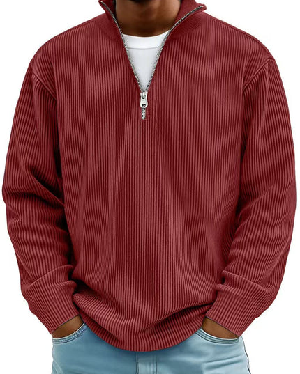 Men's Quarter Zip Stand Collar Sweatshirt – Warm Casual Pullover | 10 Colors | S–5XL