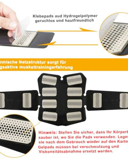 EMS Abs Muscle Stimulator 3-Piece Set – Electric Ab Toner for Abs, Arms & Legs, USB Rechargeable