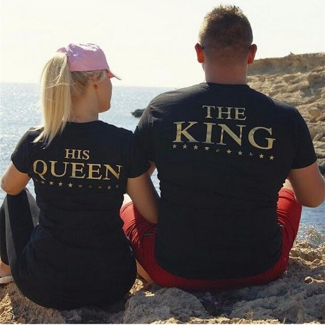 "The King & His Queen" Matching Couples T-Shirts – Black, Sizes XS–XXL