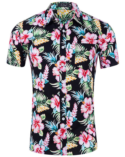 Men's 100% Cotton Printed Short Sleeve Shirt – 13 Prints, Sizes S–XXL