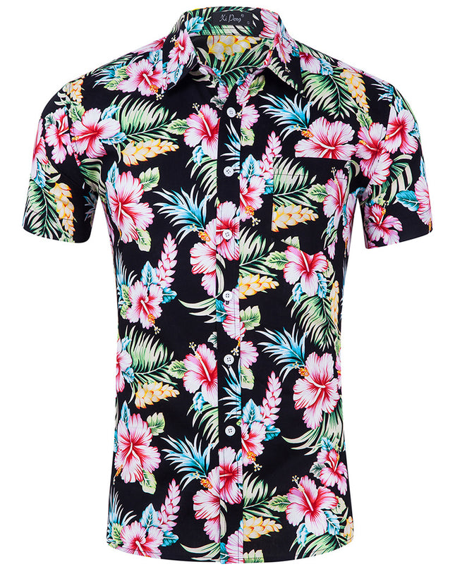 Men's 100% Cotton Printed Short Sleeve Shirt – 13 Prints, Sizes S–XXL