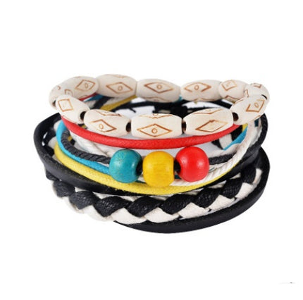 Men's Handwoven Multilayer Leather Bead Bracelet
