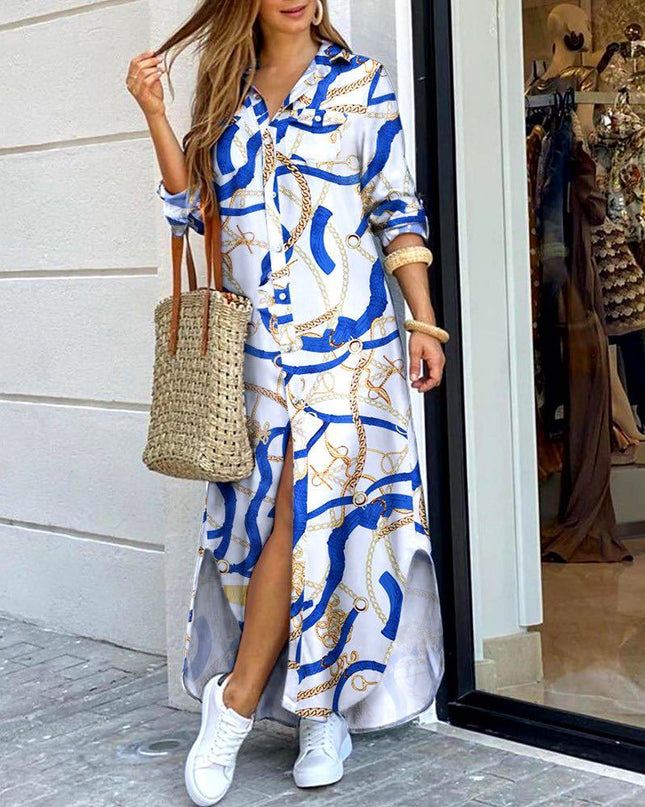 Women's Printed Long Fashion Dress – 16 Prints, S–5XL, Spring & Summer