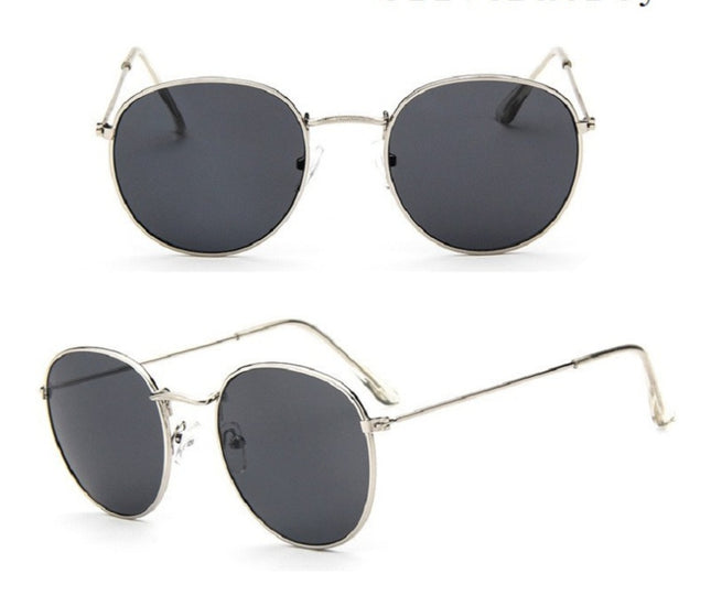 Retro Round Sunglasses for Women – Metal Frame, 14 Color Combos