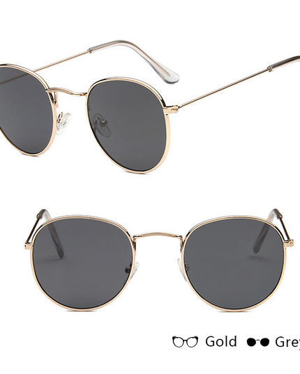 Retro Round Sunglasses for Women – Metal Frame, 14 Color Combos