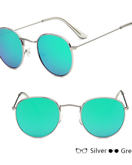 Retro Round Sunglasses for Women – Metal Frame, 14 Color Combos