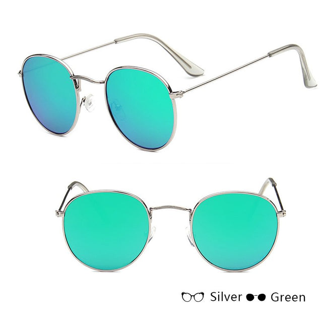 Retro Round Sunglasses for Women – Metal Frame, 14 Color Combos