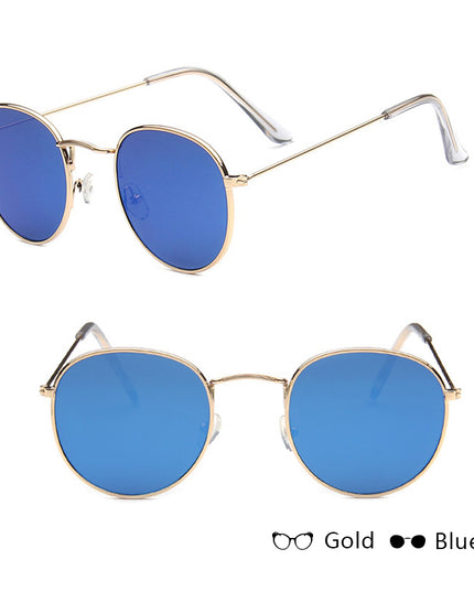 Retro Round Sunglasses for Women – Metal Frame, 14 Color Combos