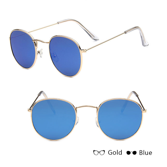 Retro Round Sunglasses for Women – Metal Frame, 14 Color Combos