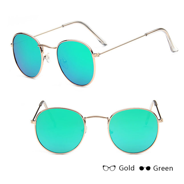 Retro Round Sunglasses for Women – Metal Frame, 14 Color Combos