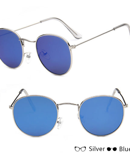 Retro Round Sunglasses for Women – Metal Frame, 14 Color Combos