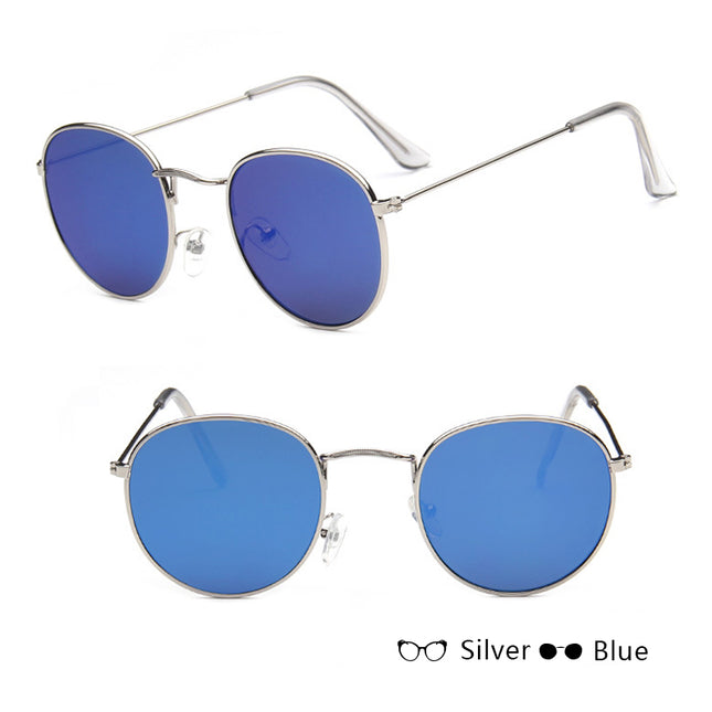 Retro Round Sunglasses for Women – Metal Frame, 14 Color Combos