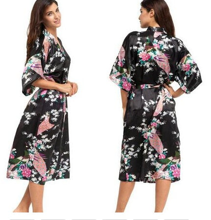 Silk Satin Floral Robe