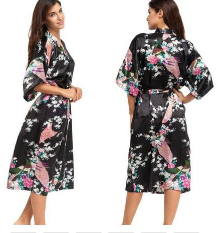 Silk Satin Floral Robe
