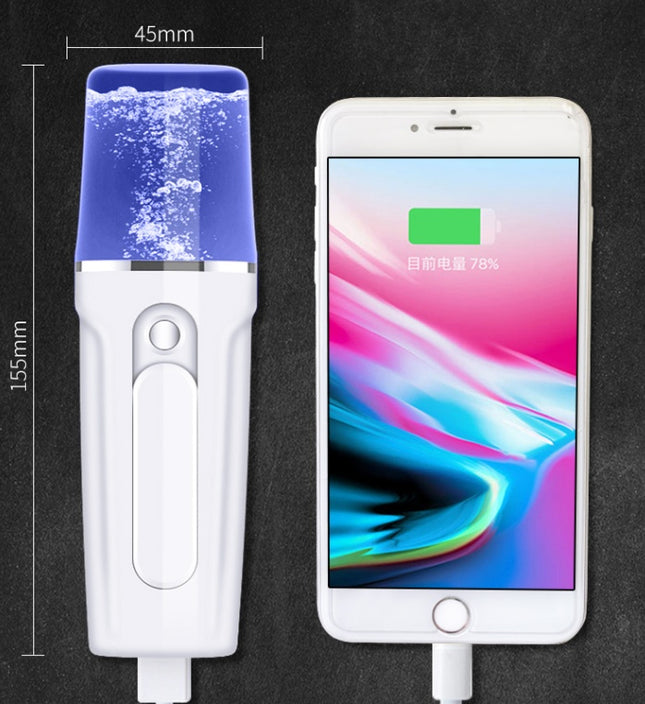 Nano Mist Facial Sprayer with 2200mAh Power Bank – Deep Hydration, 26ml, Pink & White