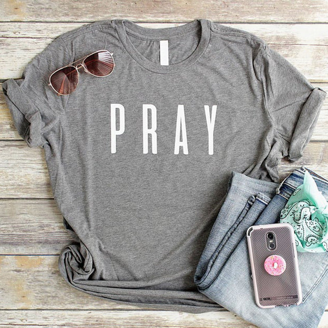 Women's 'Pray' Christian T-Shirt – Cotton, 6 Colors, Sizes S–3XL