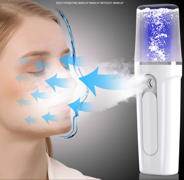 Nano Mist Facial Sprayer with 2200mAh Power Bank – Deep Hydration, 26ml, Pink & White