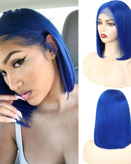 100% Human Hair Colored Bob Wig – Blue, Green & Red