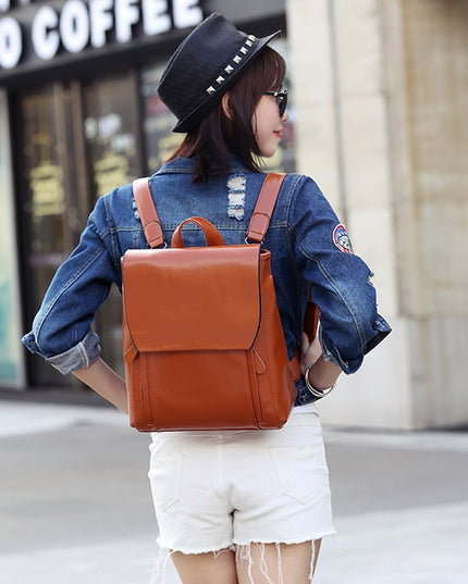 Women's Composite Leather Backpack – Anti-Theft, Waterproof, Laptop Pocket, 3 Colors
