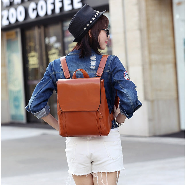 Women's Composite Leather Backpack – Anti-Theft, Waterproof, Laptop Pocket, 3 Colors