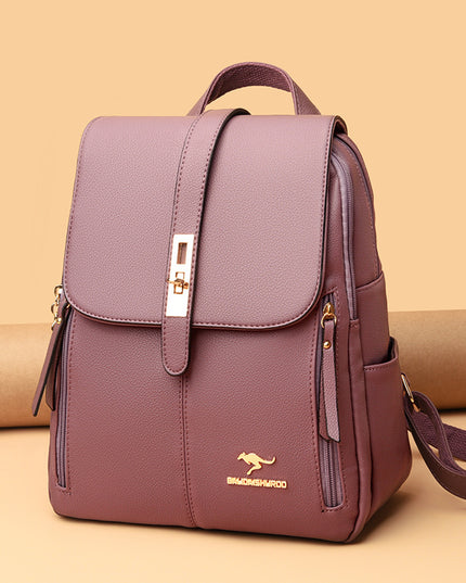 Women's Multi-Function Leather Backpack – Anti-Theft, Waterproof, 20–35L