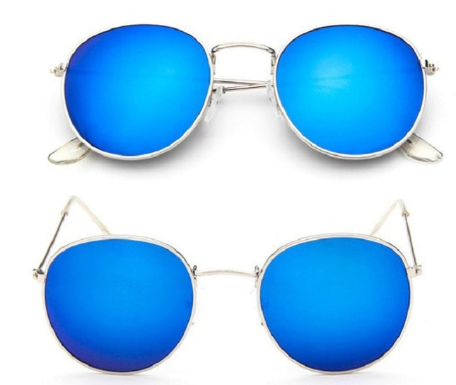 Retro Round Sunglasses for Women – Metal Frame, 14 Color Combos