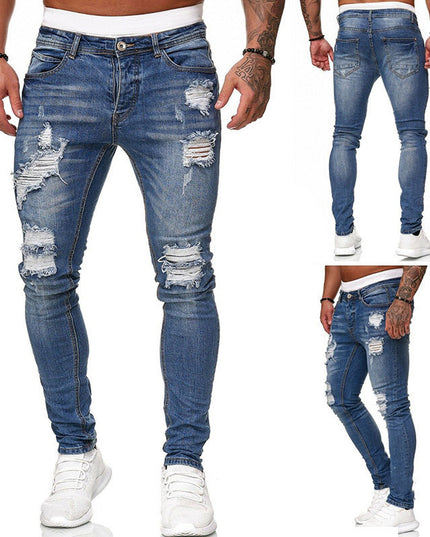 Men's Ripped Skinny Jeans – Street Style Slim Fit Denim