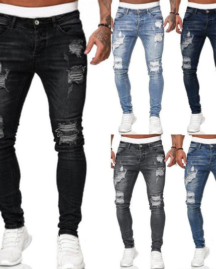 Men's Ripped Skinny Jeans – Street Style Slim Fit Denim