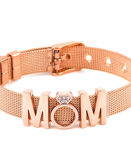 Diamond Crown Letter Bracelet | Stainless Steel | Mother's Day Gift
