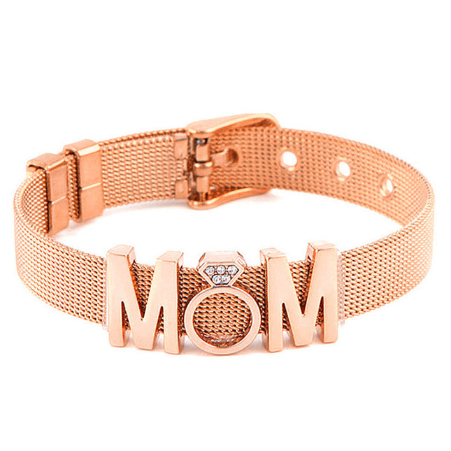 Diamond Crown Letter Bracelet | Stainless Steel | Mother's Day Gift