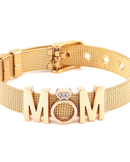Diamond Crown Letter Bracelet | Stainless Steel | Mother's Day Gift